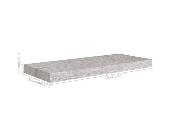 Rafturi de perete, 4 buc., gri beton, 60x23,5x3,8 cm, mdf, 10 image