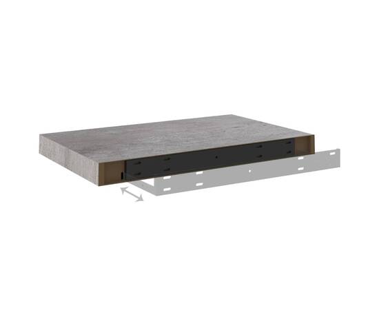 Rafturi de perete suspendate, 4 buc., gri beton, 50x23x3,8 cm, mdf, 8 image