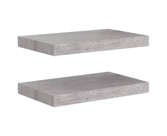 Rafturi de perete suspendate 2 buc. gri beton 40x23x3,8 cm mdf, 2 image