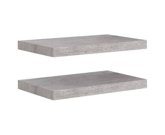 Rafturi de perete suspendate 2 buc. gri beton 50x23x3,8 cm mdf, 2 image