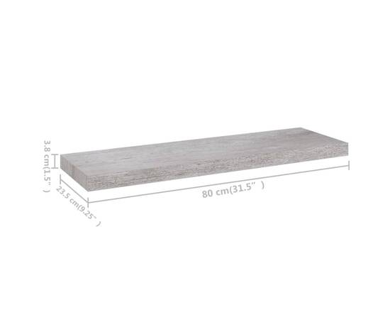 Rafturi de perete suspendate,2 buc,gri beton,80x23,5x3,8 cm,mdf, 10 image