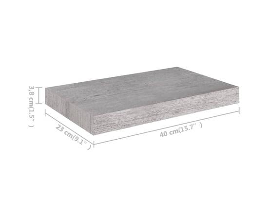 Rafturi de perete suspendate 4 buc. gri beton 40x23x3,8 cm mdf, 10 image