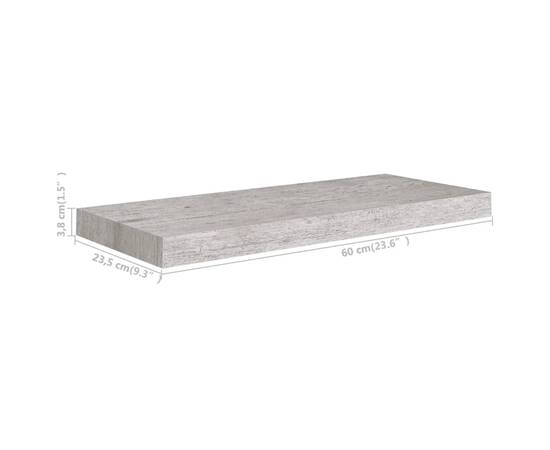 Rafturi perete suspendate, 2 buc., gri beton 60x23,5x3,8 cm mdf, 10 image