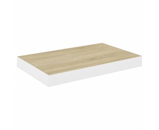 Rafturi perete suspendate 2 buc. alb/stejar 50x23x3,8cm mdf, 4 image