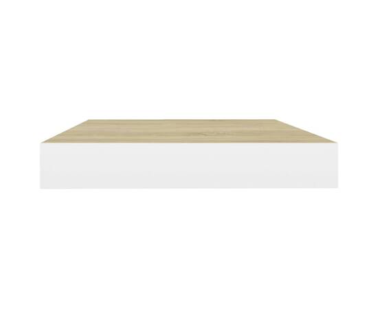 Rafturi perete suspendate 2 buc. alb/stejar 50x23x3,8cm mdf, 6 image