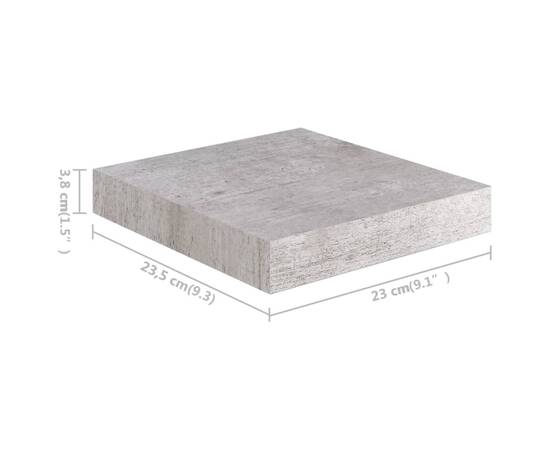 Rafturi perete suspendate 2 buc. gri beton 23x23,5x3,8 cm mdf, 10 image