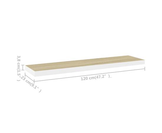 Rafturi perete suspendate 2 buc. stejar/alb 120x23,5x3,8 cm mdf, 10 image