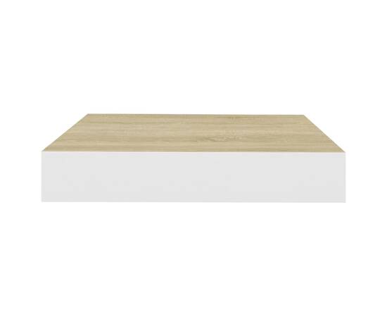 Rafturi perete suspendate 4 buc. alb/stejar 23x23,5x3,8 cm mdf, 5 image