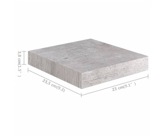 Rafturi perete suspendate 4 buc. gri beton 23x23,5x3,8 cm mdf, 10 image