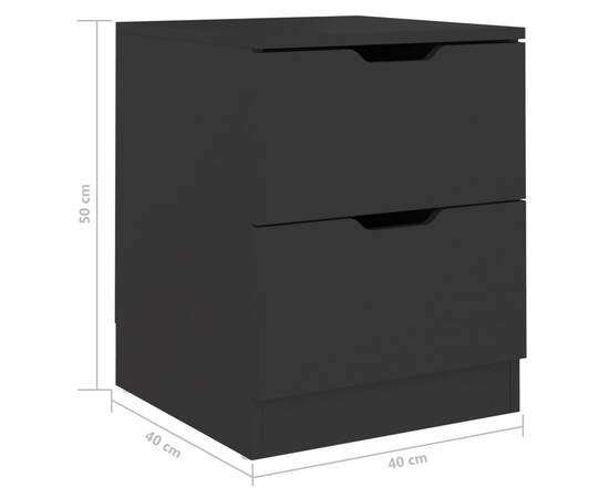 Dulapuri noptieră, 2 buc., negru, 40x40x50 cm, pal, 7 image