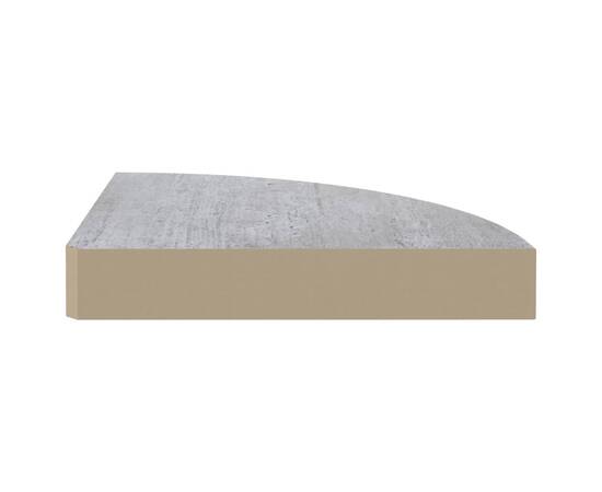 Raft de colț de perete, gri beton, 25x25x3,8 cm, mdf, 5 image
