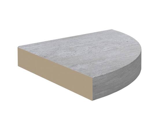Raft de colț de perete, gri beton, 25x25x3,8 cm, mdf, 4 image