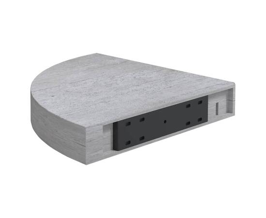 Raft de colț de perete, gri beton, 35x35x3,8 cm, mdf, 6 image