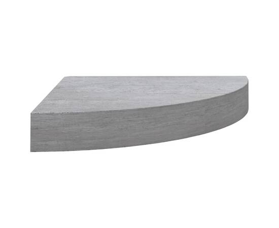 Raft de colț de perete, gri beton, 35x35x3,8 cm, mdf, 2 image