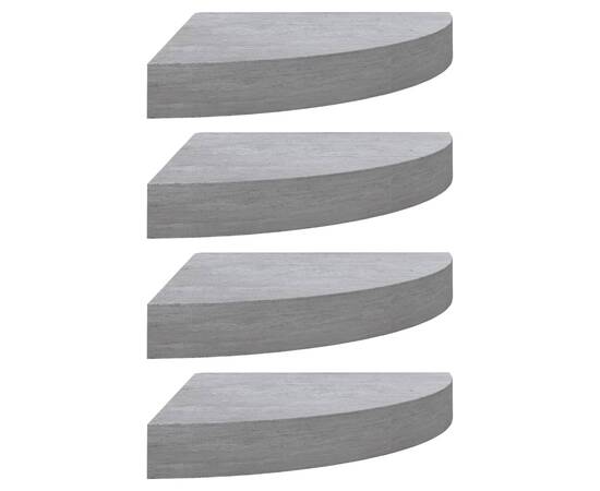 Rafturi de colț de perete, 4 buc., gri beton, 25x25x3,8 cm, mdf, 2 image