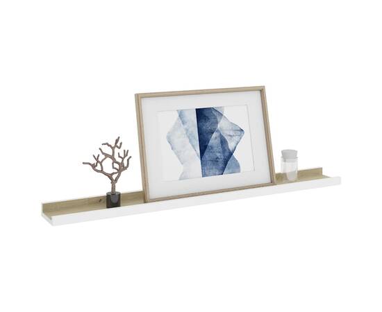 Rafturi de perete, 2 buc., alb și stejar sonoma, 80x9x3 cm, 3 image