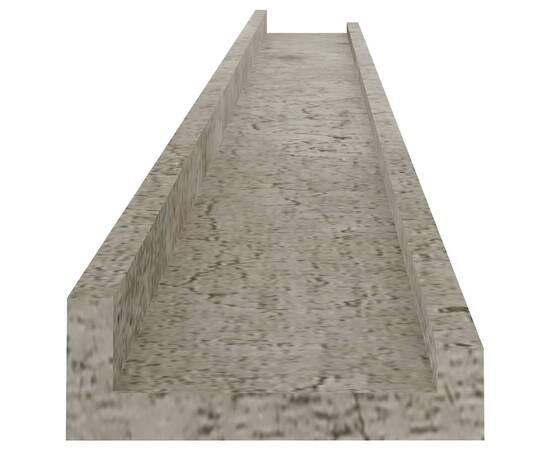 Rafturi de perete, 4 buc., gri beton, 100x9x3 cm, 6 image