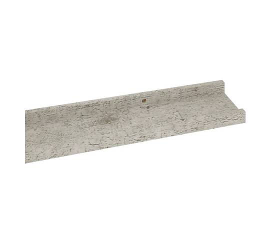 Rafturi de perete, 4 buc., gri beton, 100x9x3 cm, 7 image