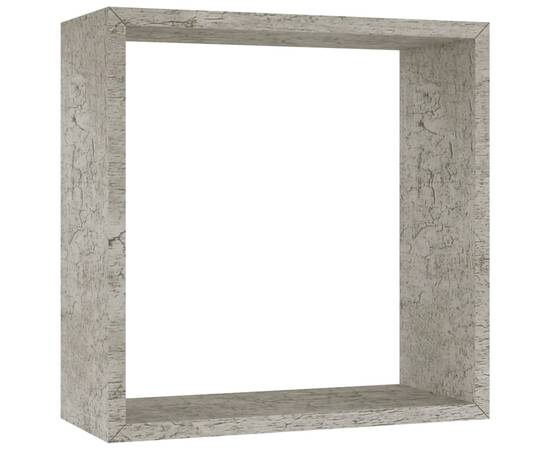 Rafturi de perete cub, 3 buc., gri beton, 6 image