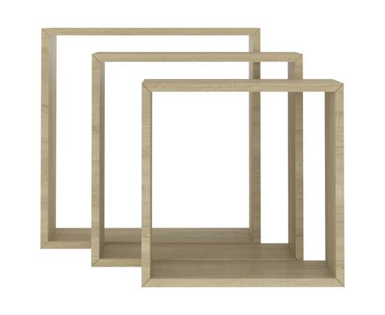 Rafturi de perete cub, 3 buc., stejar sonoma, 4 image