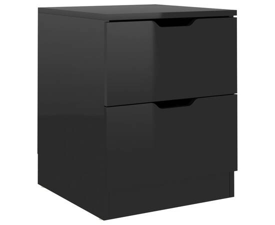 Noptiere, 2 buc., negru extralucios, 40x40x50 cm, pal, 4 image