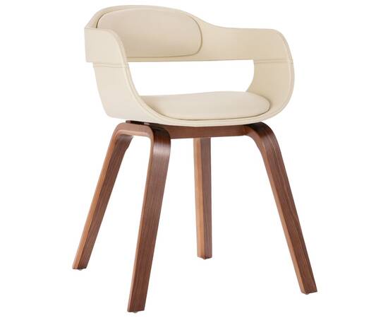 Scaun de masă, alb, lemn curbat & piele ecologică