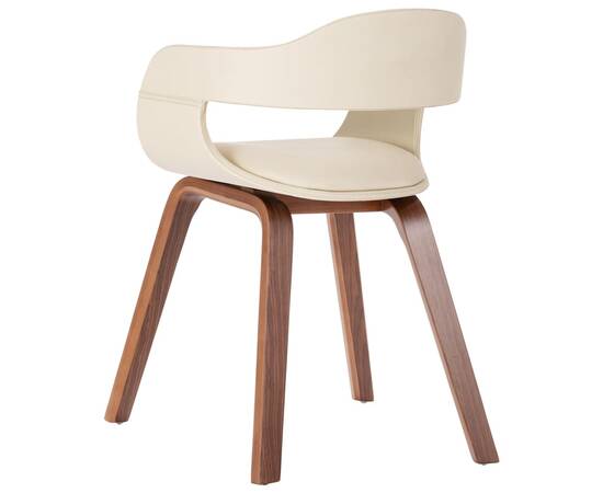 Scaun de masă, alb, lemn curbat & piele ecologică, 4 image
