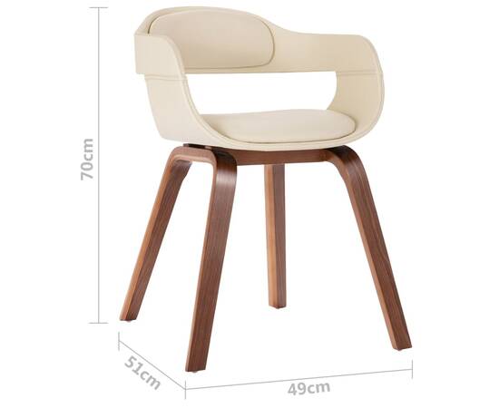 Scaun de masă, alb, lemn curbat & piele ecologică, 6 image