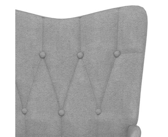 Scaun de relaxare cu taburet, gri deschis, material textil, 6 image
