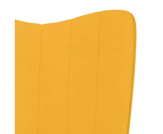 Scaun balansoar cu taburet, galben muștar, catifea, 8 image