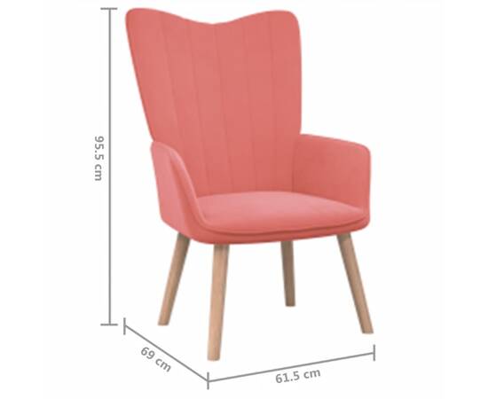 Scaun de relaxare cu taburet, roz, catifea, 11 image
