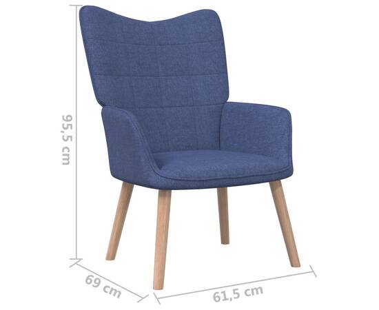 Scaun de relaxare, albastru, 62x68,5x96 cm, material textil, 6 image