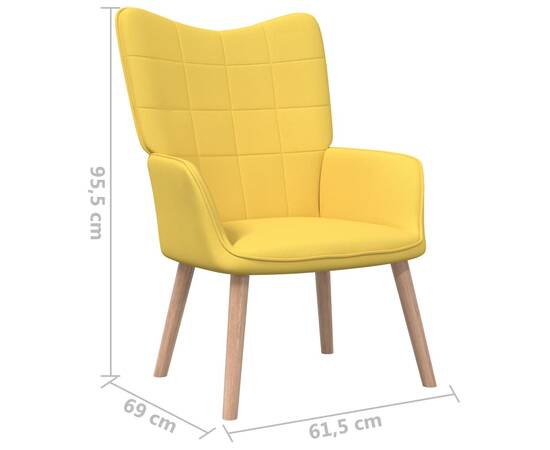 Scaun de relaxare, galben muștar, 62x68,5x96 cm material textil, 6 image