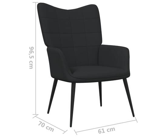 Scaun de relaxare, negru, 62x68,5x96 cm, material textil, 6 image
