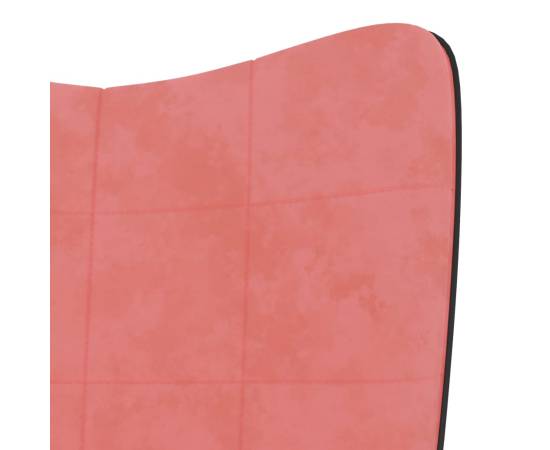 Scaun de relaxare, roz, catifea și pvc, 7 image