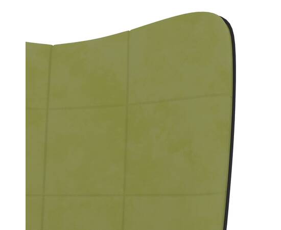 Scaun de relaxare cu taburet, verde deschis, catifea și pvc, 10 image