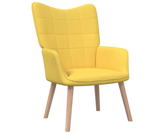 Scaun relaxare cu taburet, galben muștar, 62x68,5x96 cm, textil, 2 image
