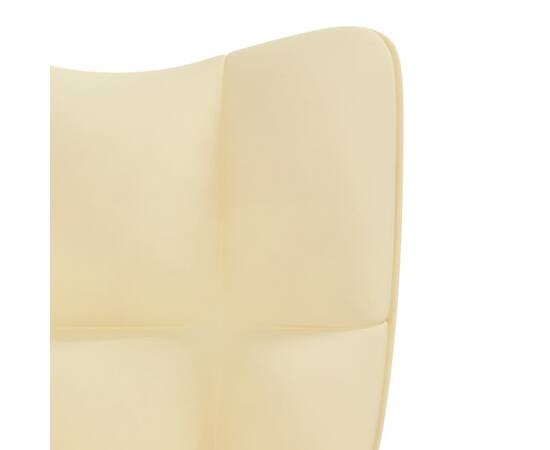 Scaun de relaxare, alb crem, catifea, 6 image