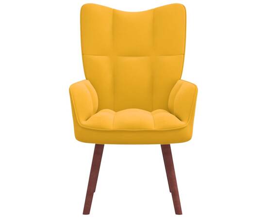 Scaun de relaxare, galben muștar, catifea, 3 image