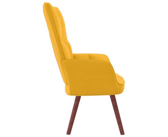 Scaun de relaxare, galben muștar, catifea, 4 image