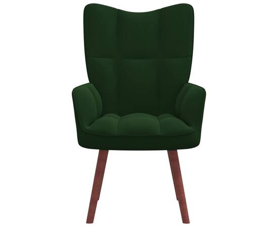 Scaun de relaxare, verde închis, catifea, 3 image