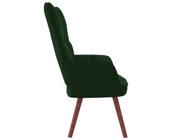 Scaun de relaxare, verde închis, catifea, 4 image