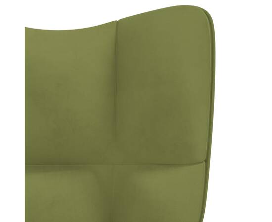 Scaun de relaxare, verde deschis, catifea, 6 image