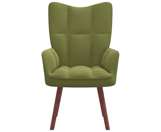 Scaun de relaxare, verde deschis, catifea, 3 image