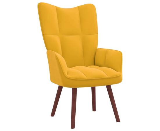 Scaun de relaxare cu taburet, galben muștar, catifea, 6 image