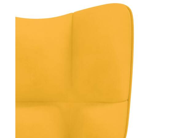 Scaun de relaxare cu taburet, galben muștar, catifea, 9 image