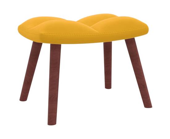Scaun de relaxare cu taburet, galben muștar, catifea, 7 image