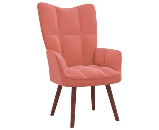 Scaun de relaxare cu taburet, roz, catifea, 6 image