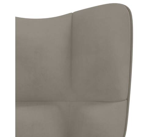 Scaun de relaxare cu taburet, gri deschis, catifea, 7 image