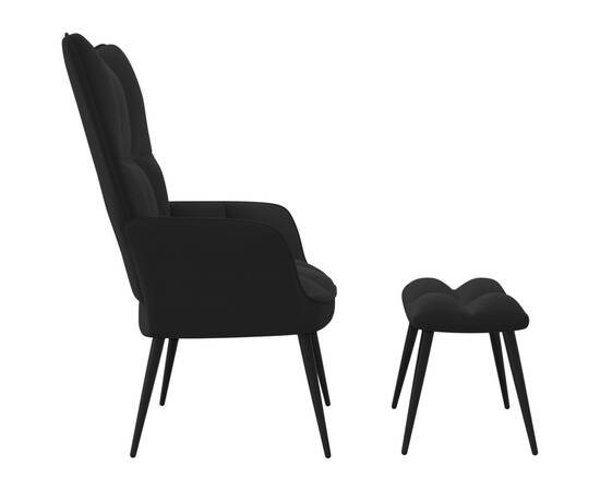 Scaun de relaxare cu taburet, negru, catifea, 4 image